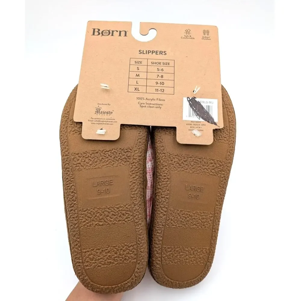 Born Faux Fur Knit Slipper Shoes Open Back Women's Pink/White Size US9-10 EU41 - Picture 7 of 9